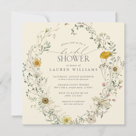 Wildflower Waterverf Zomer Herfst Vrijgezellenfees Kaart (Voorkant)