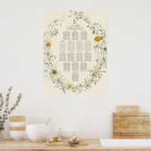 Wildflower Waterverf Zomer Herfst Zitplaatsen Poster (Keuken)