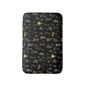 Wildflower Waterverf Zwart Botanisch Bloemen Badmat (Voorkant Verticaal)