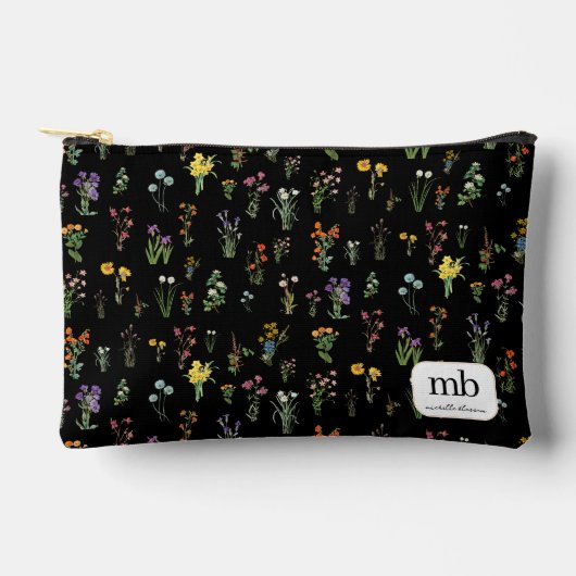 Wildflower Waterverf Zwart Botanisch Bloemen Etui (Voorkant)