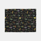 Wildflower Waterverf Zwart Botanisch Bloemen Fleece Deken (Voorkant (Horizontaal))