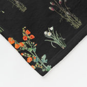 Wildflower Waterverf Zwart Botanisch Bloemen Fleece Deken (Hoek)