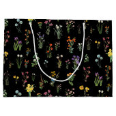 Wildflower Waterverf Zwart Botanisch Bloemen Groot Cadeauzakje (Achterkant)