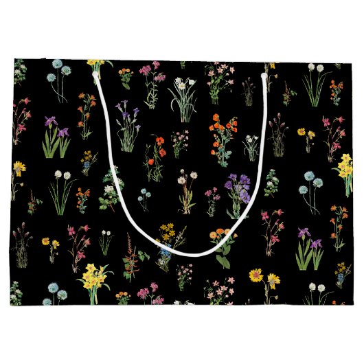 Wildflower Waterverf Zwart Botanisch Bloemen Groot Cadeauzakje (Achterkant)