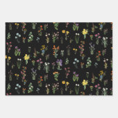 Wildflower Waterverf Zwart Botanisch Bloemen Inpakpapier Vel (Voorkant 2)