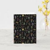 Wildflower Waterverf Zwart Botanisch Bloemen Kaart (Gele Bloem)