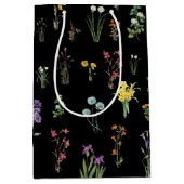 Wildflower Waterverf Zwart Botanisch Bloemen Medium Cadeauzakje (Voorkant)
