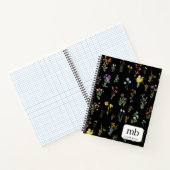 Wildflower Waterverf Zwart Botanisch Bloemen Notitieboek (Binnen)