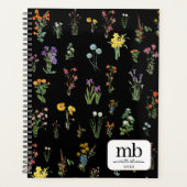 Wildflower Waterverf Zwart Botanisch Bloemen Planner (Voorkant)