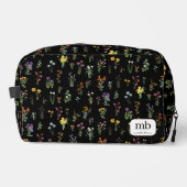 Wildflower Waterverf Zwart Botanisch Bloemen Toilettasje (Voorkant)