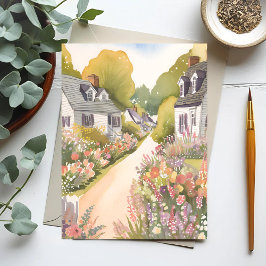 Wildflower Way | Kuststad waterverf Briefkaart