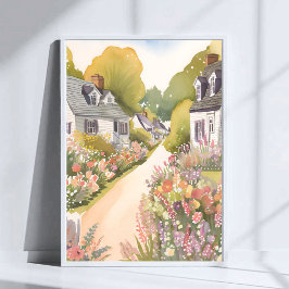 Wildflower Way | Waterverf van Kuststad aan het St Poster