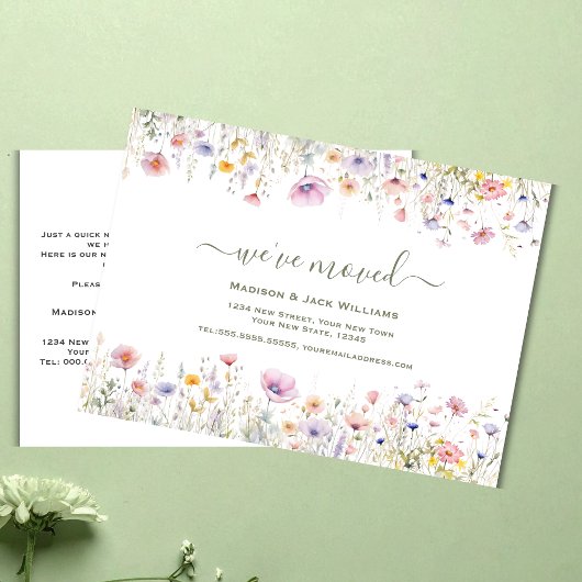Wildflower We zijn verhuisd | Bewegende aankondigi Briefkaart