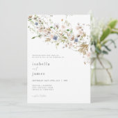 Wildflower Weddenschap Uitnodigingspastel Floral i Kaart (Staand voorkant)