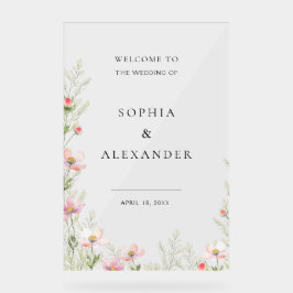 Wildflower Wedding Acryl Teken Welkom. Acryl Bord