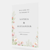 Wildflower Wedding Acryl Teken Welkom. Bord (Hoek)