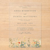 Wildflower Wedding Acryl Uitnodigingen (Voorkant)