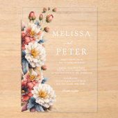 Wildflower Wedding Acryl Uitnodigingen (Voorkant)