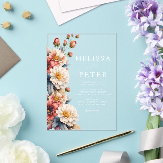 Wildflower Wedding Acryl Uitnodigingen (Insitu (Huwelijk))