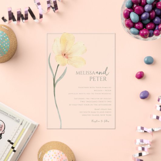 Wildflower Wedding Acryl Uitnodigingen (Insitu (Viering))