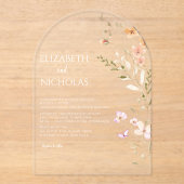 Wildflower Wedding Acryl Uitnodigingen (Voorkant)