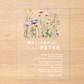 Wildflower Wedding Acryl Uitnodigingen (Voorkant)