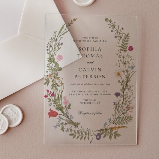 Wildflower Wedding Acryl Uitnodigingen