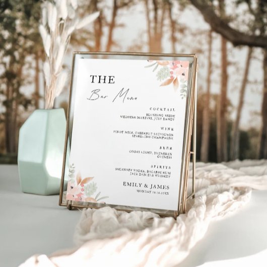 Wildflower Wedding Bar Menu Sign Sjabloon Poster