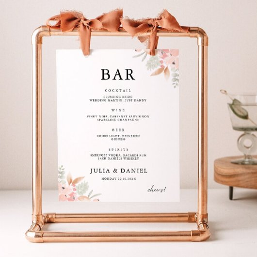 Wildflower Wedding Bar Menu Sign Sjabloon Poster