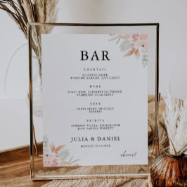 Wildflower Wedding Bar Menu Sign Sjabloon Poster