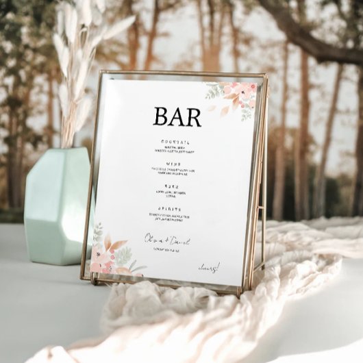 Wildflower Wedding Bar Menu Sjabloon Poster
