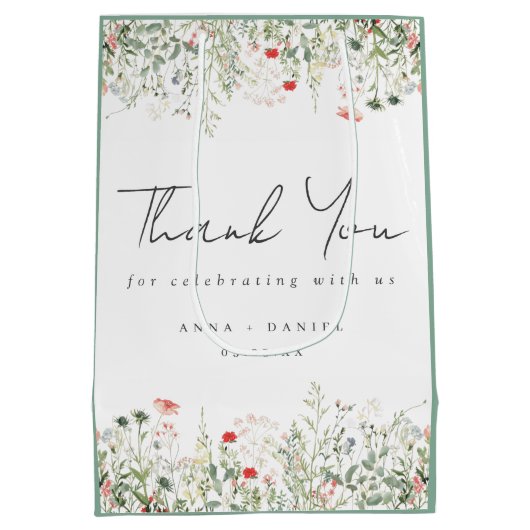 Wildflower Wedding Bedankt Medium Cadeauzakje (Achterkant)