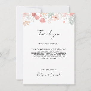 Wildflower Wedding Bedankt Menu Kaart Servet Opmer
