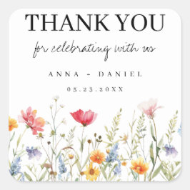 Wildflower Wedding Bedankt Vierkante Sticker