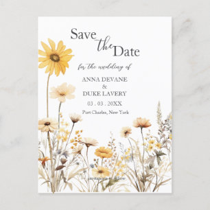 Wildflower Wedding Bewaar de datum Briefkaart