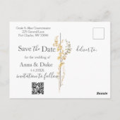 Wildflower Wedding Bewaar de datum Briefkaart (Achterkant)