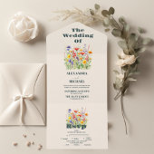 Wildflower Wedding Boho Country Floral All In One Uitnodiging