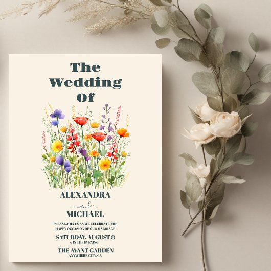 Wildflower Wedding Boho Country Floral Kaart