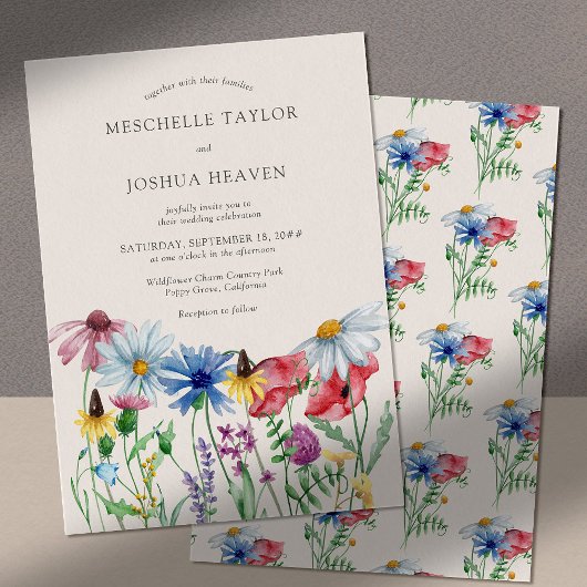 Wildflower Wedding Boho Country Floral Kaart