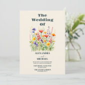 Wildflower Wedding Boho Country Floral Kaart (Staand voorkant)