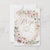 Wildflower Wedding Boho Country Floral RSVP Kaartje (Voorkant)