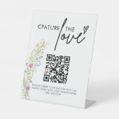 Wildflower Wedding Capture The Love Photo QR-code Reclamebord Met Voetstuk (Voorkant)