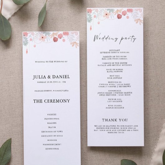 Wildflower Wedding Ceremony Programma Sjabloon