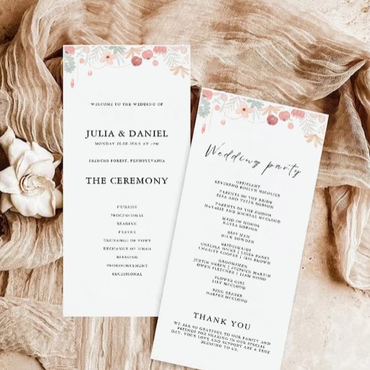 Wildflower Wedding Ceremony Programma Sjabloon