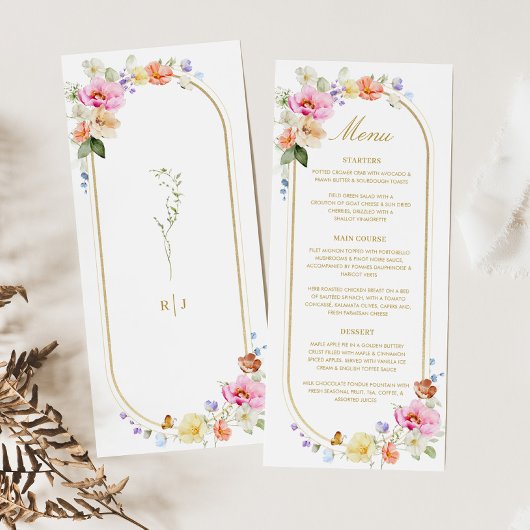 Wildflower Wedding, Colorful Floral Wedding Menu