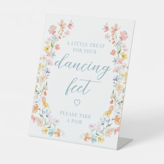 Wildflower Wedding Dancing Feet Teenslippers Sign Reclamebord Met Voetstuk (Voorkant)