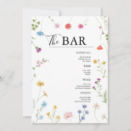 Wildflower Wedding Drinken Bar Menu Kaart