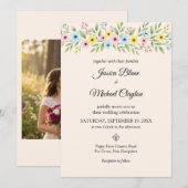 Wildflower Wedding Eenvoudige Bloemfoto Uitnodigin Kaart (Voorkant / Achterkant)