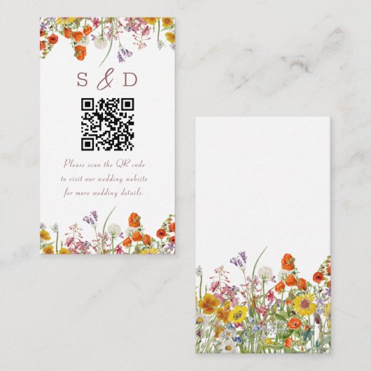 Wildflower Wedding Enclosure Card Informatiekaartje (Voorkant / Achterkant)
