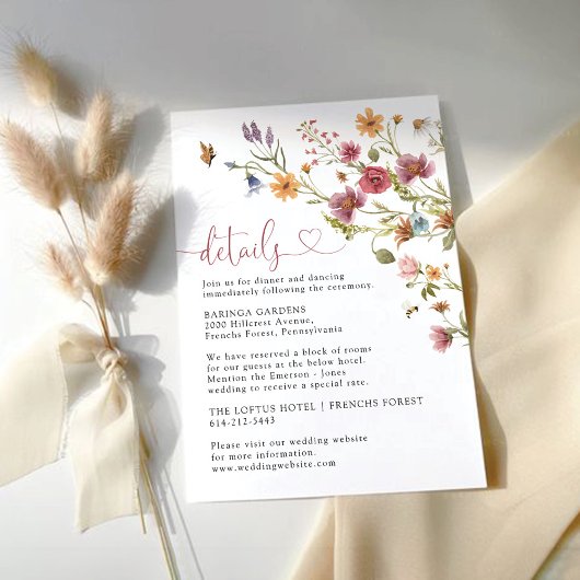 Wildflower Wedding Enclosure Card Informatiekaartje